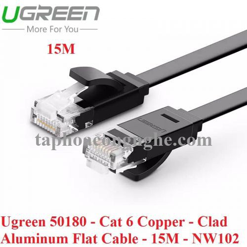 Ugreen 50180 15M màu Đen Cáp mạng LAN CAT6 dây dẹt NW102 30050180